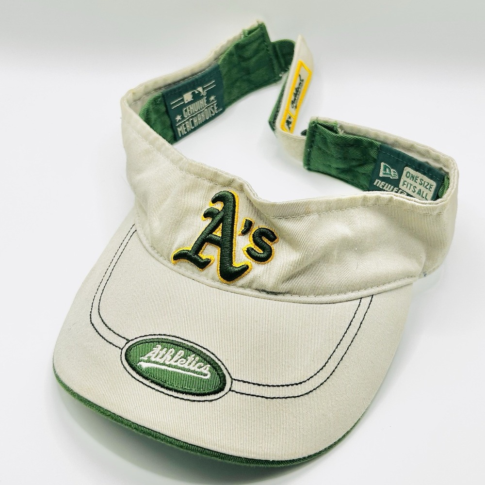 Oakland Athletics New Era Team Logo Visor Hat Cap Adjustable Strapback MLB Beige